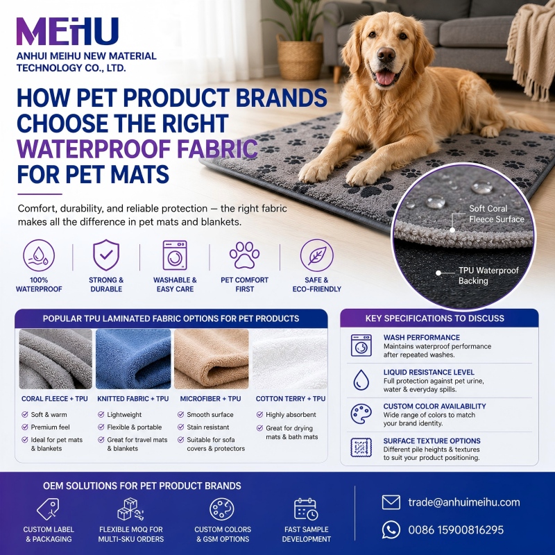 Comment les marques de produits pour animaux de compagnie choisissent le bon tissu imperméable pour leurs tapis d'éveil